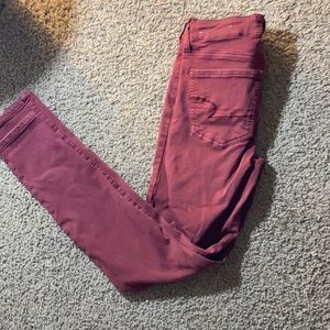 Red skinny jeans from American eagle size 4